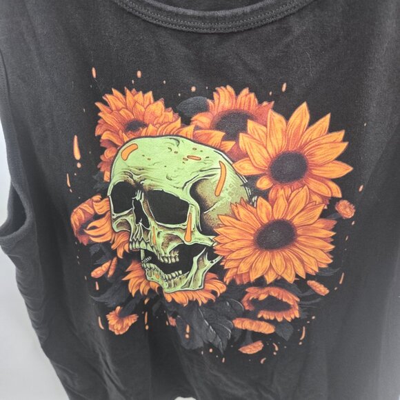 Skull Sunflower Black Tank Top XXL (Estimated) - Picture 3 of 6